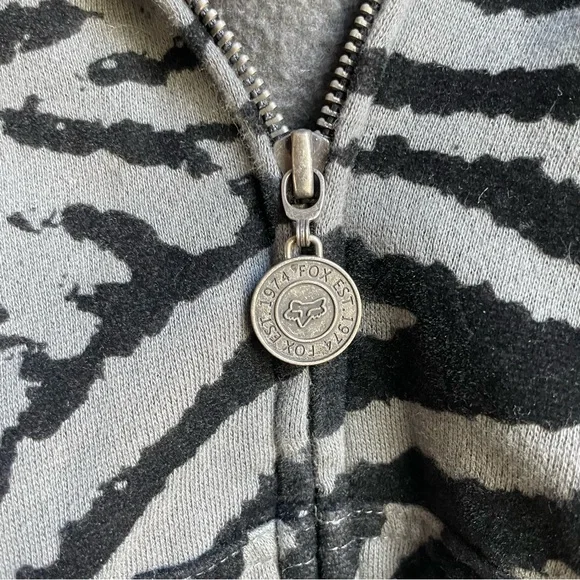 Fox racing Women's Zebra Pattern Hoodie - Black and Gray size M - Picture 3 of 10